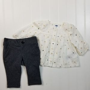 Old Navy Star Blouse Jegging Set 0-3M